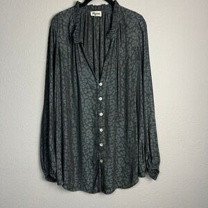 Show Me Your‎ Mumu Alicia Tunic Top Leopard Print Ruffle Neck Long Sleeve Medium